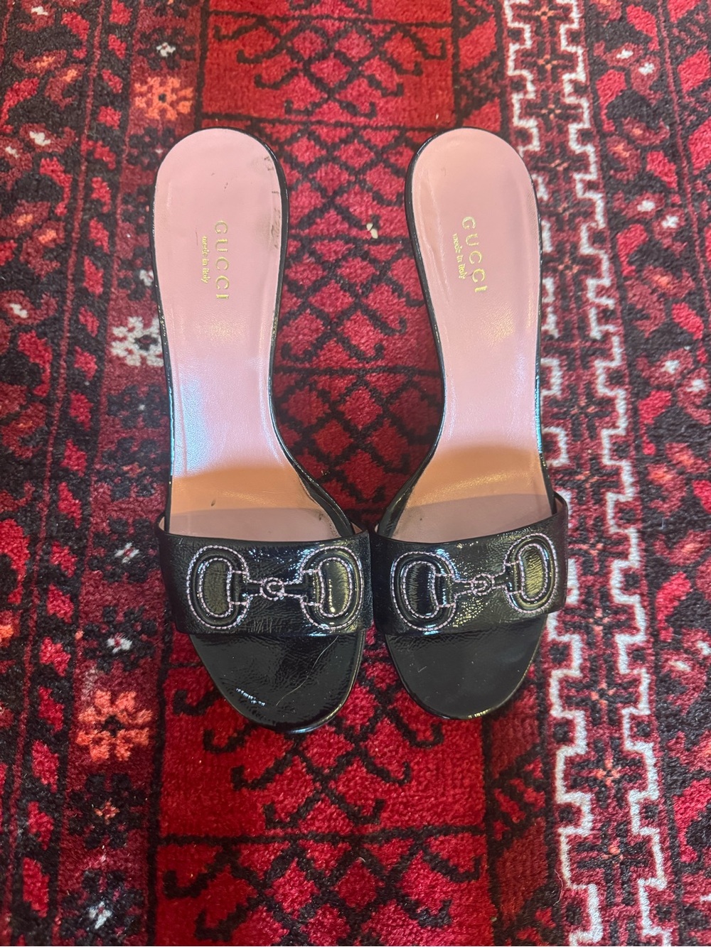 GUCCI Black Patent Leather Horsebit Sandals - Picture 7 of 7